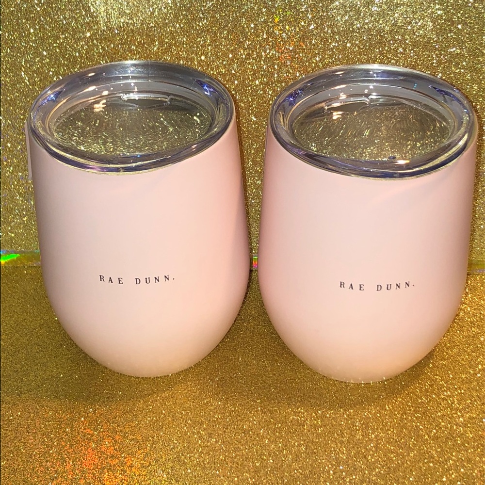 NEW!! Rae Dunn ROSÉ insulated stainless steel wine tumbler SET - 2 count - Picture 3 of 5